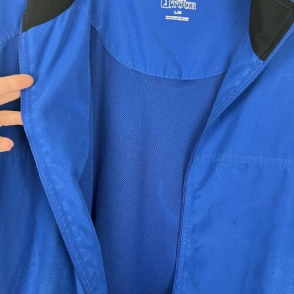 Men’s PGA Tour Large Full Zip Blue Windbreaker lightweight Golf Mesh Jacket - Picture 8 of 12